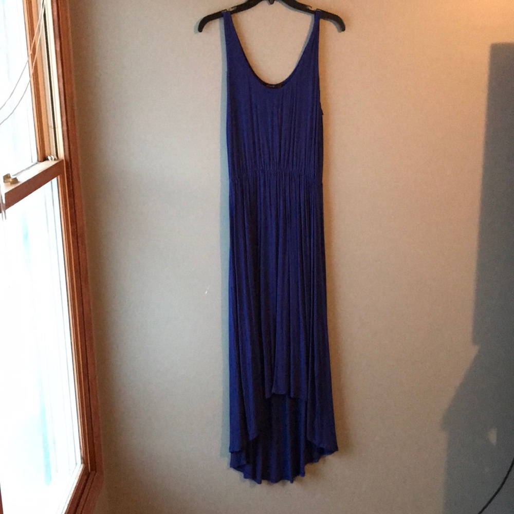 Hi-low blue cotton dress